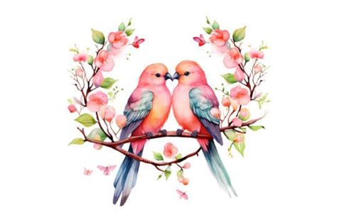 Love Birds Valentines Day Watercolor Art Graphic By Nayem Khan