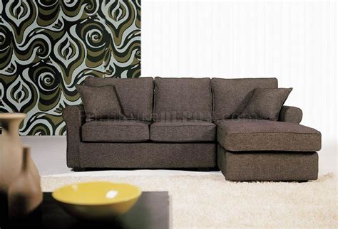 Contemporary Small Sectional Sofa in Brown Fabric