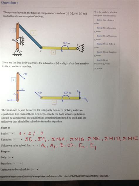 Solved The System Shown In The Figure Is Composed Of Members