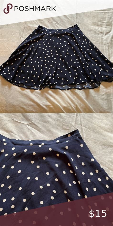 Navy And White Polka Dot Flare Skirt White Polka Dot Navy And White