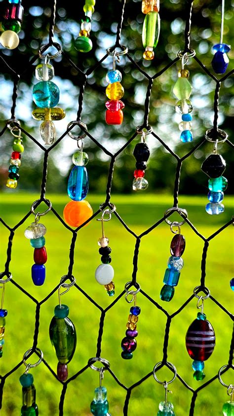 Cedar Framed Beaded Chicken Wire Suncatcher Etsy