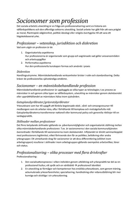 Kap Sammanfattning Socialt Arbete Socionomer Som Profession Det