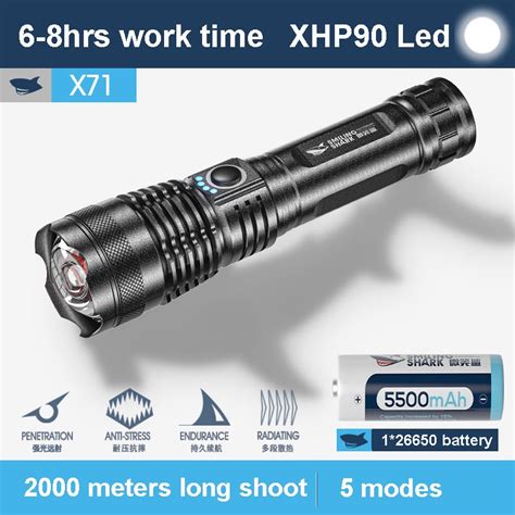 Smiling Shark X Xhp Super Bright Lumens Led Flashlight