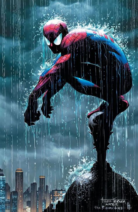 The Amazing Spider Man Is Standing In The Rain