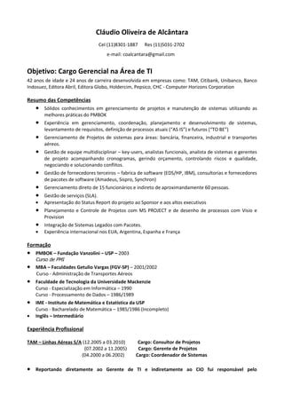 Cv Claudio Oliveira Alcantara Pdf