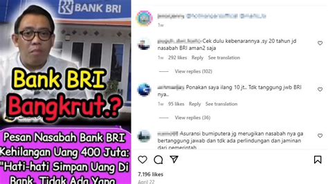 Hoaks Nasabah Bri Kehilangan Uang Rp Juta Karena Bri Bangkrut