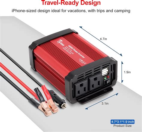 Yyton Inversor de corriente de 400 W para vehículos CC 12 V a 110 V CA