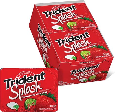 Trident Splash Sugar Free Gum Strawberry Lime 9 Piece 10 Pack