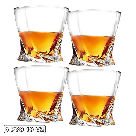 Almagic Whiskey Glass Set Of 4 Lead Free Crystal Old Classical Twist