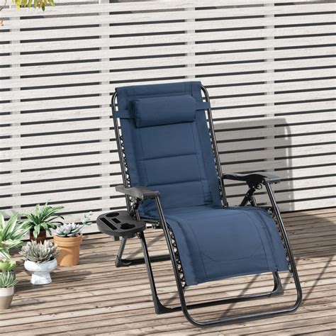 Outsunny Zero Gravity Lounger Chair Padded Folding Reclining Patio