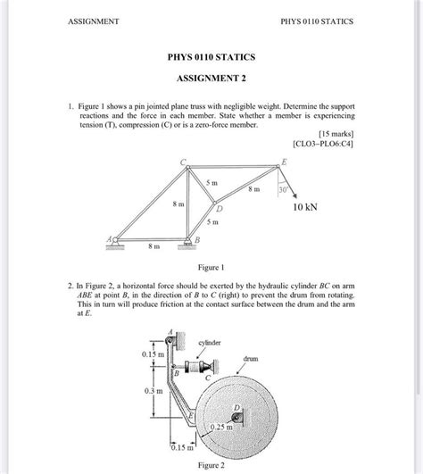 Solved 1 Figure 1 Shows A Pin Jointed Plane Truss With