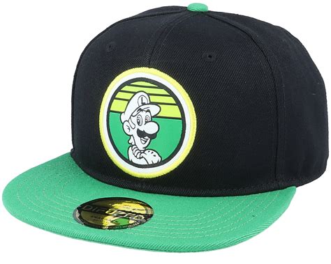 Nintendo Super Mario Luigi Retro Black/Green Snapback - Difuzed lippis | Hatstore.fi