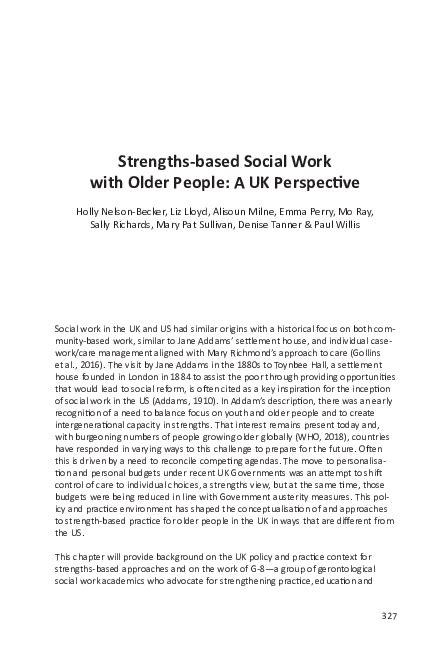 Pdf Strengths Based Social Work With Older People A Uk Perspective