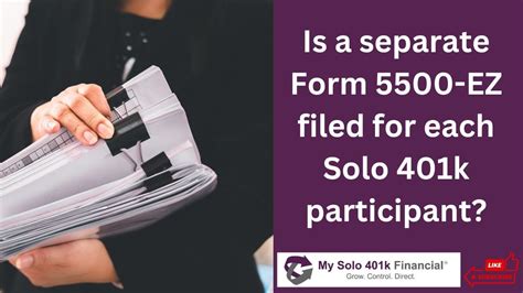 Self Directed Solo 401k Faq Is A Separate Form 5500 Ez Filed For Each Solo 401k Participant