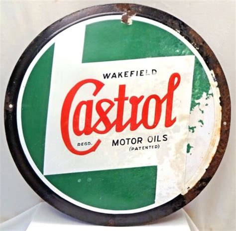 Castrol Motor Oil Wakefield Advertising Sign Board Vintage Porcelain