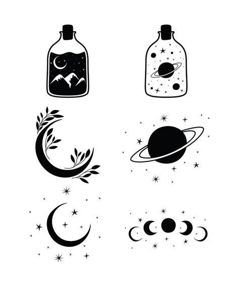 set of minimalist tattoo on a white background 2712698 Vector Art at ...