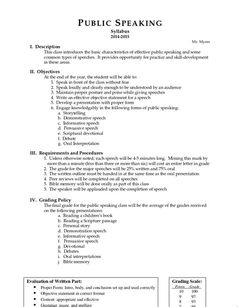 Public Speaking Syllabus The Dock For Learning