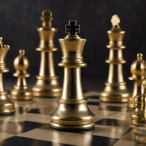 Premium Photo Golden King Chess Piece Standing In The Center Of