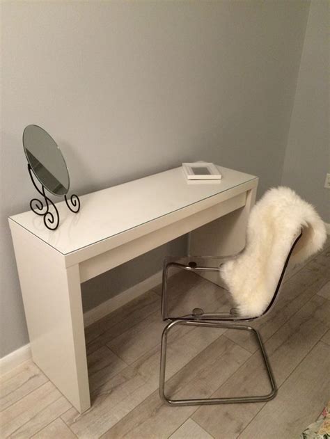 dressing table MALM toaletka IKEA TOBIAS chair sheepskin white and gray bedroom sypialnia ...