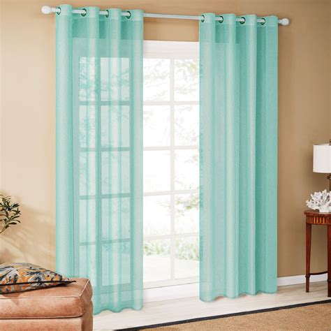 Top Finel Teal Sheer Curtains Inches Long For Bedroom Living Room