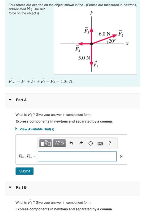 Solved Four Forces Are Exerted On The Object Shown In The Chegg