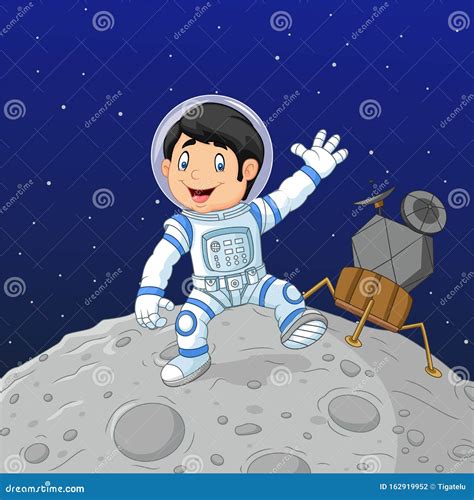 Astronauta De Desenho Animado Na Lua Ilustração do Vetor Ilustração