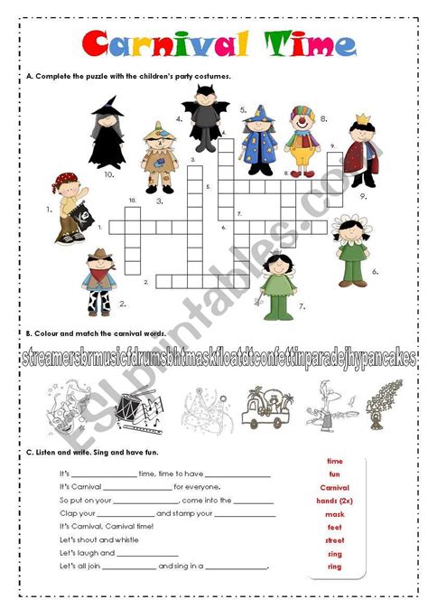 Carnival Time Esl Worksheet By Paulavnoia