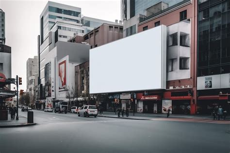 Premium Ai Image Blank White Billboard On City Street