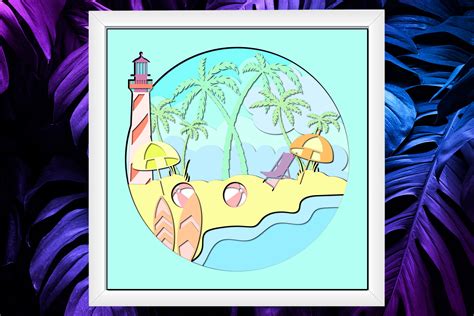 Beach Scene Shadow Box Svg Template Tropical Lightbox Svg Etsy Uk