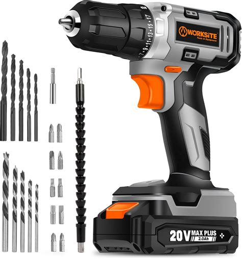 Worksite Cordless Drill Driver Kit 20v Max 3 8 Compact Drill Set With 2 0a Battery