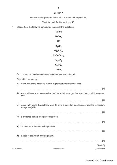 Solution Olevels Chemistry Theory With Marking Scheme