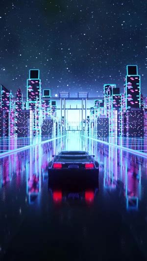 Retrowave Synthwave Vaporwave Car Night Scenery Palm Trees Digital Art 4k Hd Wallpaper