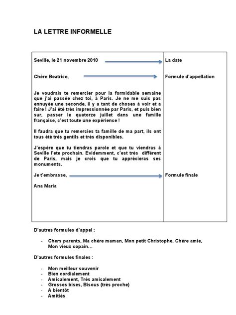 Lettre Formelle Format