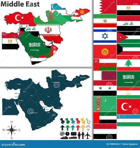 Political Map of Middle East Stock Vector - Illustration of east ...