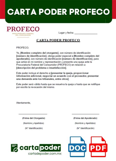 ᐅ Carta Poder Profeco Ejemplos en Word PDF 2025