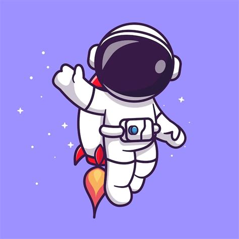 Premium Vector | Cute Astronaut Flying With Rocket In Space Cartoon ...