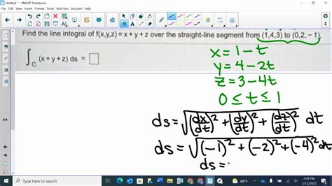 Find The Line Integral Of F X Y Z X Y Z Over The Straight Line