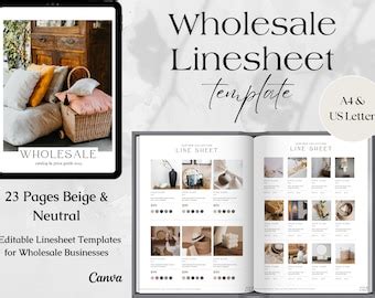 Line Sheet For Wholesale Canva Templates Business Line Etsy