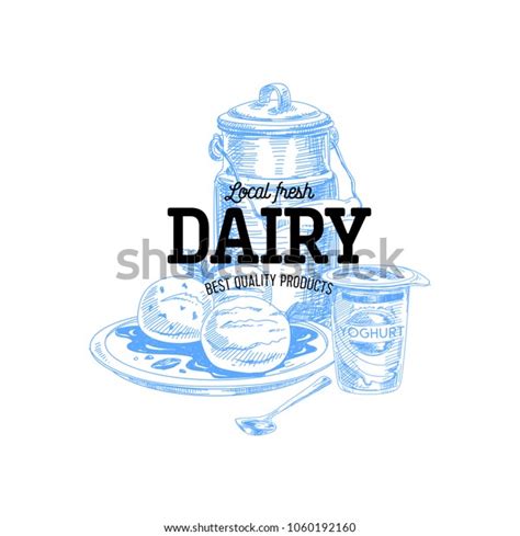 Beautiful Vector Hand Drawn Dairy Products Stock Vector Royalty Free