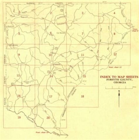 1955 Map Of The Forsyth County Before The Lake Lanier Was Flooded This