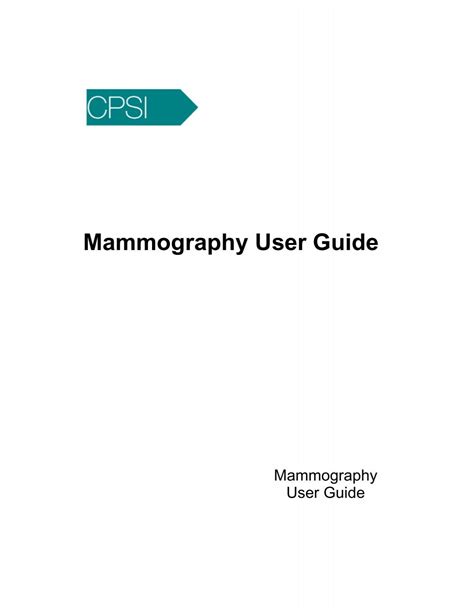 Mammography User Guide CPSI Application Documentation