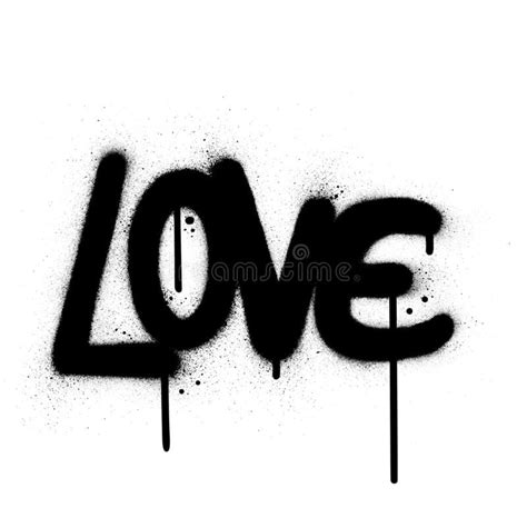 The Word Love Written In Black Ink On White Paper With Spray Paint And