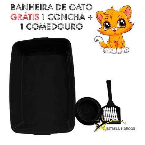 KIT CAIXA AREIA DE GATO COMEDOURO DE PRESENTE 1 PAZINHA DE GATO