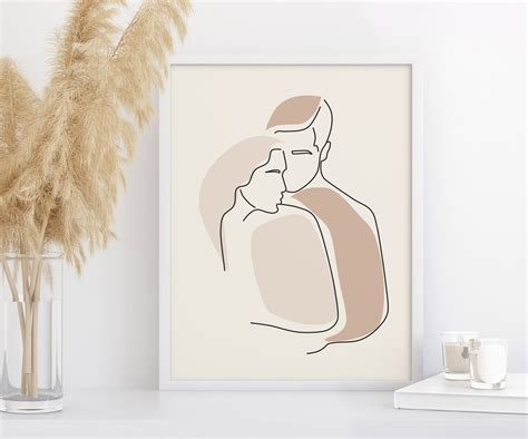 Minimalist Love Art Couple Line Art Abstract Shapes Print Etsy