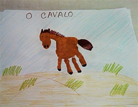 Cavalo Pintura as mãos Carimbo Atividades para educação infantil