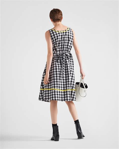 Black Yellow Gingham Check Dress Prada