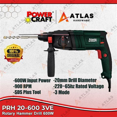 Powercraft Rotary Hammer Drill 26mm 600w Prh 20 600 3ve Shopee