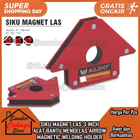 Jual SIKU MAGNET LAS 3 INCH MAGNETIC WELDING HOLDER ALAT BANTU MENGELAS