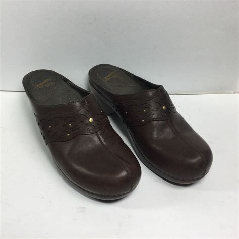 Dansko Shyanne Brown Leather Mules Clogs Womens Shoes Size Euro Us