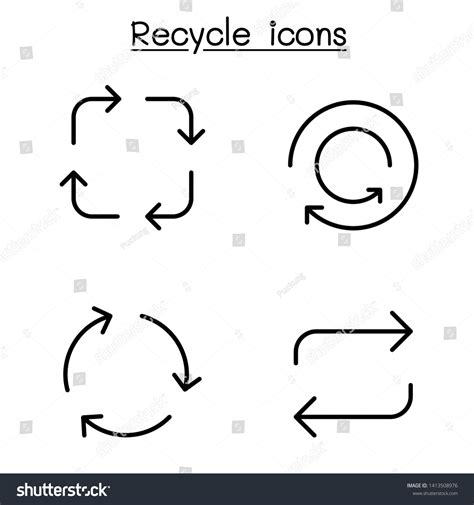 Recycle Icon Set Thin Line Style Stock Vector (Royalty Free) 1413508976 ...